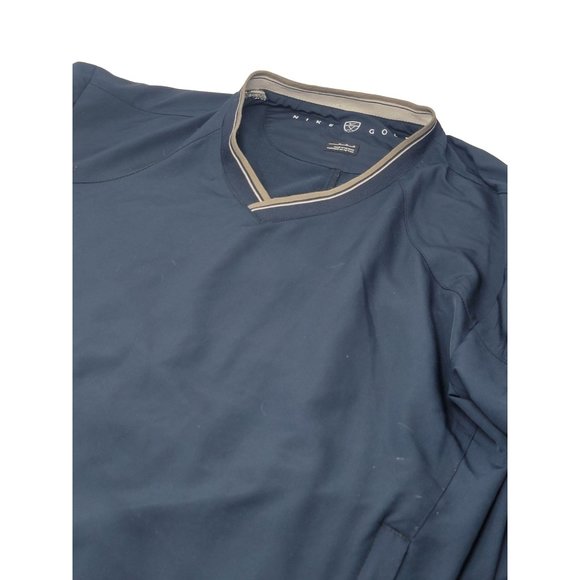 Nike Golf Wind Shirt V Neck Warm Up Jacket Size Medium Pull Over Blue Polyester - Picture 1 of 6